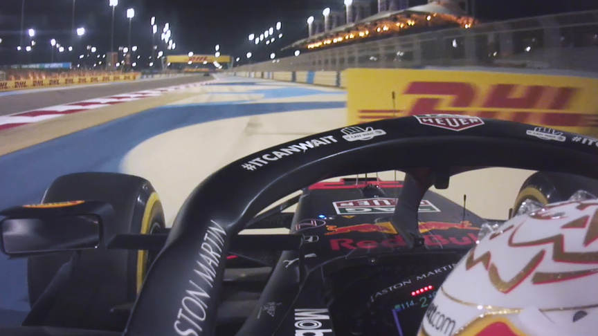 2020 Bahrain Grand Prix: Verstappen hits DHL advertising board