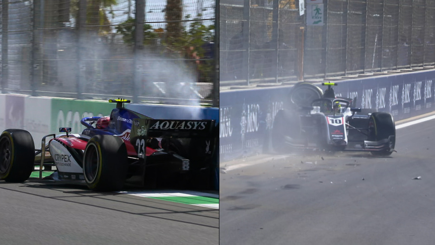 Formula 2: Heavy shunts for Bölükbaşi and Pourchaire bring out Red Flags at Jeddah