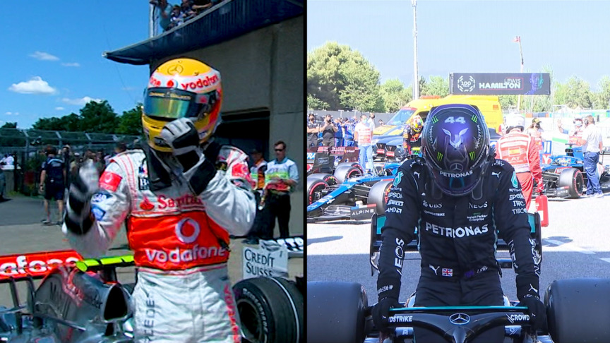 SIDE-BY-SIDE: Lewis Hamilton’s first and 100th pole positions