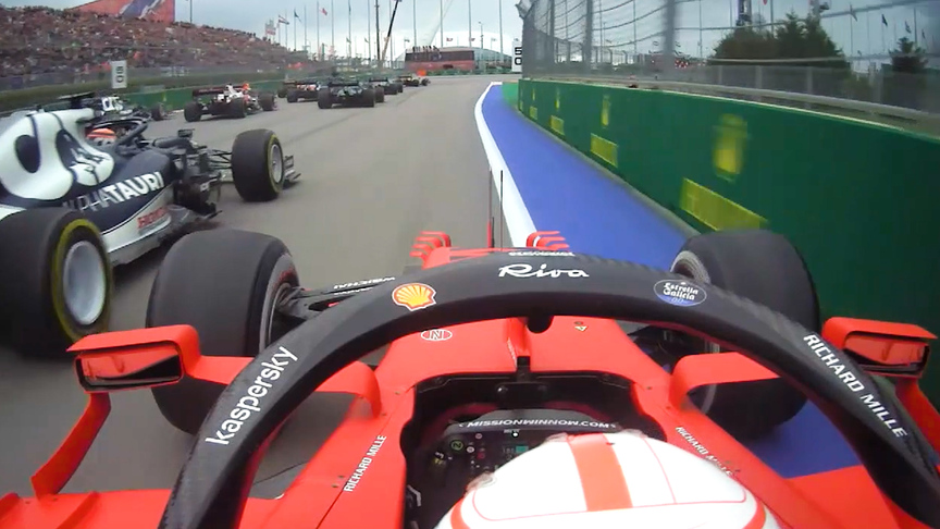 ONBOARD: Leclerc gains seven places in Lap 1 charge in Russia