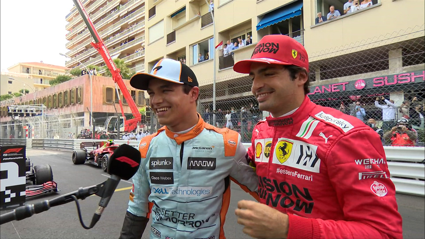 2021 Monaco Grand Prix: Sainz crashes Norris interview as ‘Carlando’ celebrate Monaco podiums