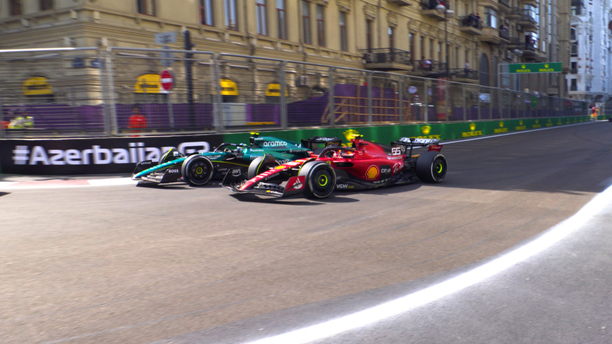 2023 Azerbaijan Grand Prix: Alonso snatches P4 from Sainz with late dart past the Ferrari on the restart