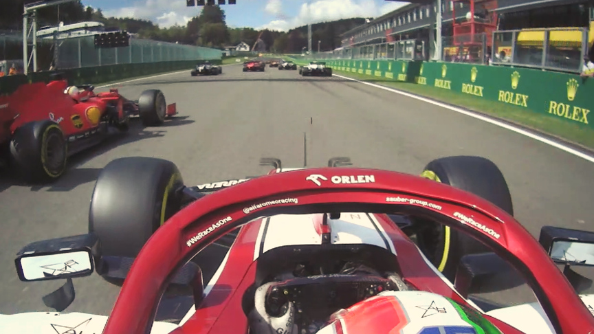 ONBOARD: Giovinazzi gets away quickly at Spa-Francorchamps