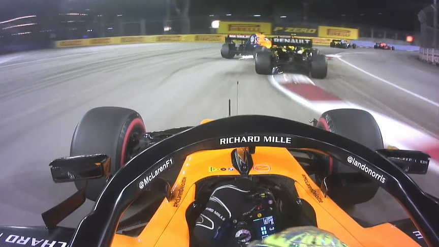Singapore GP: Early stop for Sainz after heavy contact with Hulkenberg