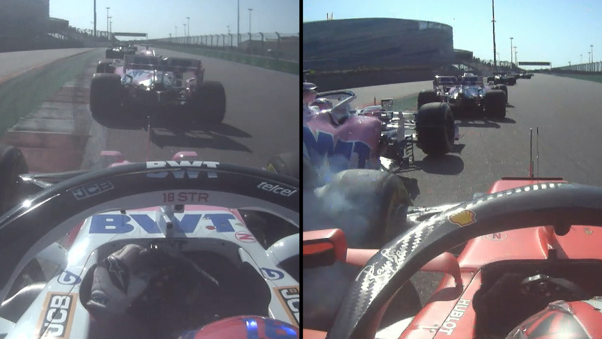 SIDE-BY-SIDE: Stroll crashes out of Russian GP after Leclerc collision
