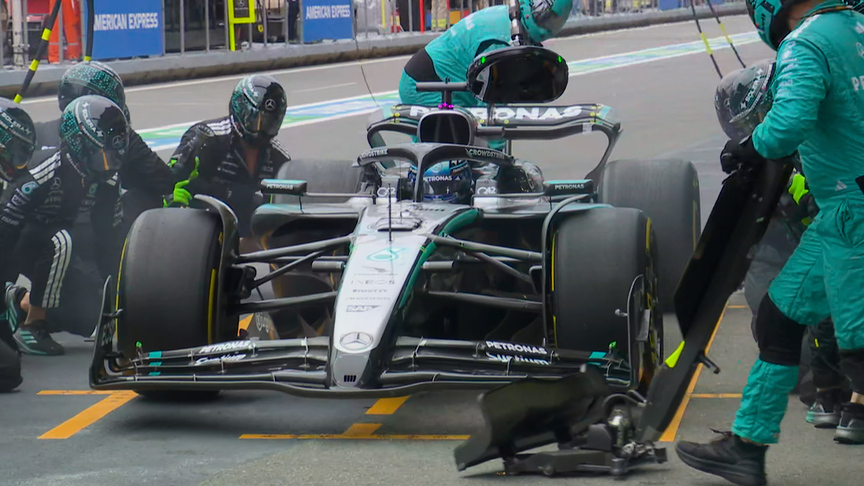 2025 Azerbaijan Grand Prix: Russell jumps Sainz with a quick-fire pit stop to take P2