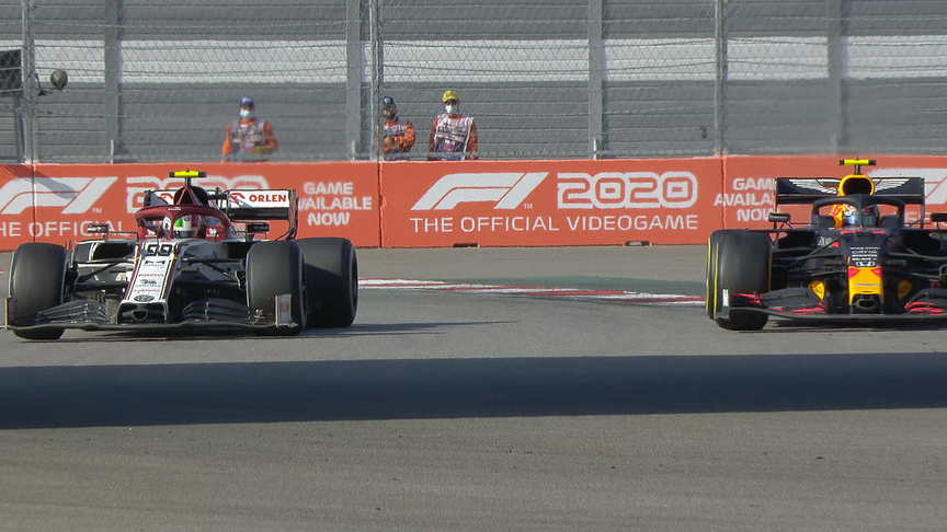 2020 Russian Grand Prix: Albon goes round the outside to overtake Giovinazzi