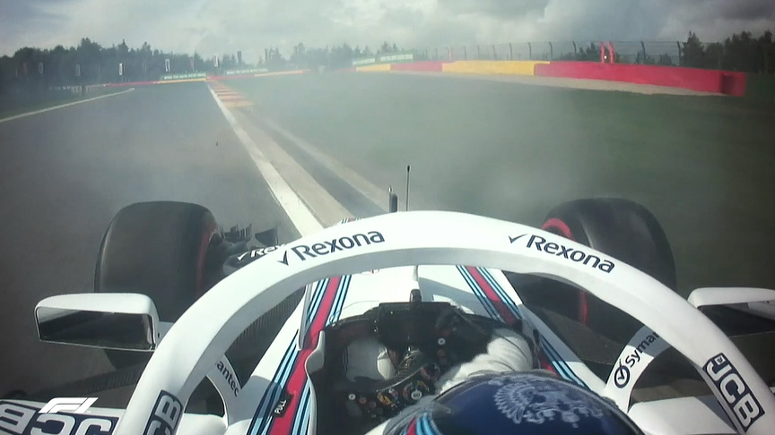 FP1: Sirotkin spins his Williams coming out of Turn 8