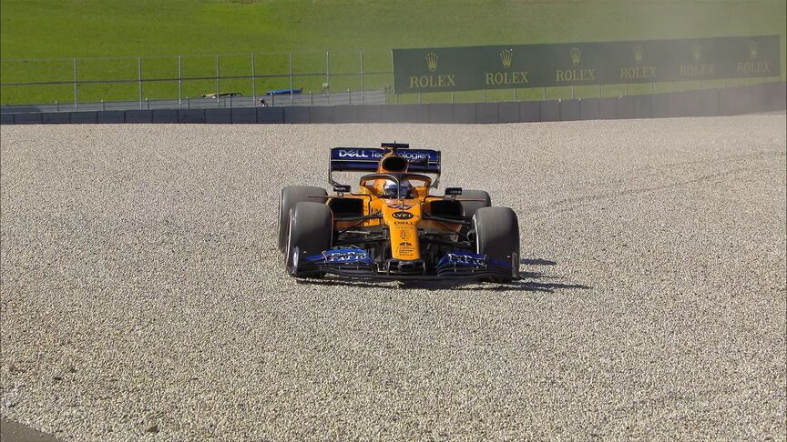FP2: Sainz takes a trip through the gravel at Turn 6