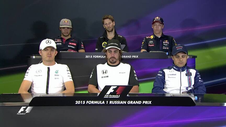 The drivers face the press in Russia