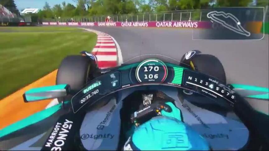 Track View: Onboard with George Russell around Montreal