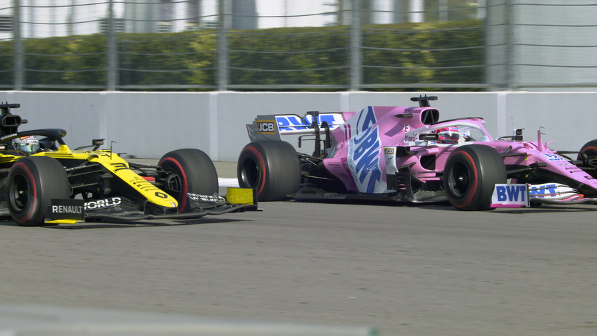 2020 Russian Grand Prix: Perez squeezes Ricciardo with brilliant overtake