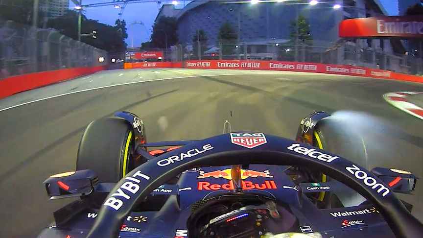 2022 Singapore GP FP1: Verstappen runs straight on at Turn 15