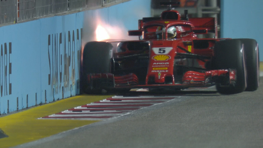 FP2: Vettel pits after hitting the wall hard