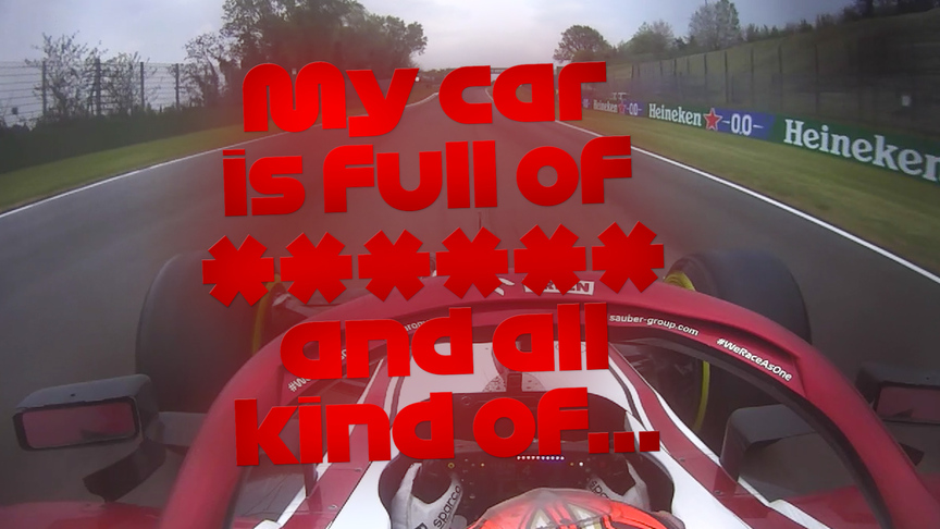 ONBOARD: Kimi Räikkönen gets sprayed with debris