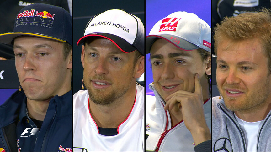 The drivers face the press in Russia 2016