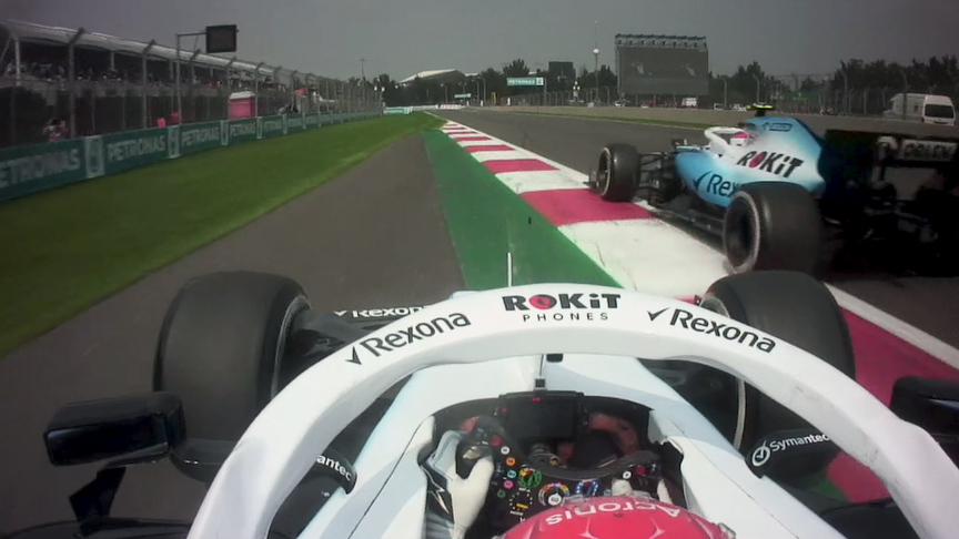 ONBOARD: Kubica and Russell's wheel-to-wheel battle in Mexico