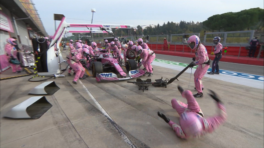 2020 Emilia Romagna Grand Prix: Stroll hits Racing Point mechanic in pit lane