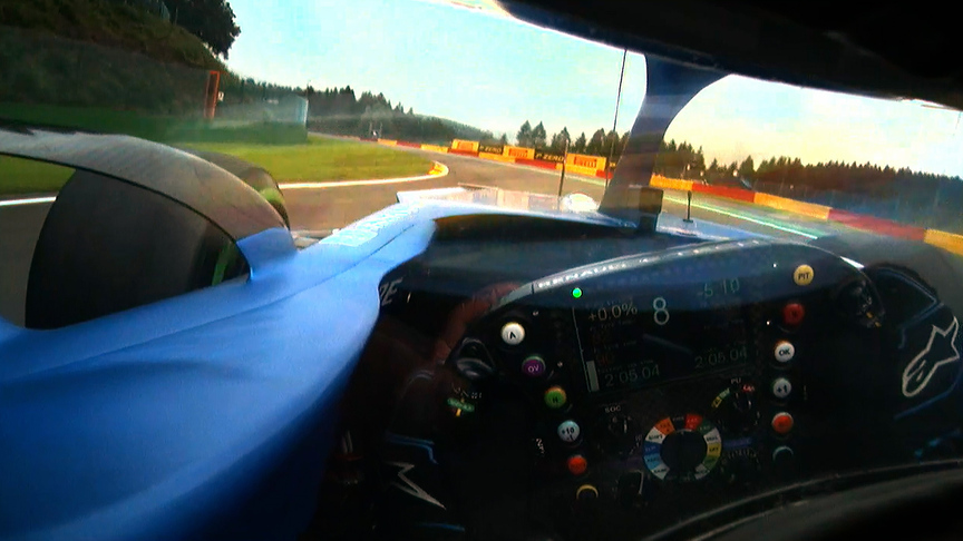 HELMET CAM: Alonso speeds through rain-soaked Eau Rouge