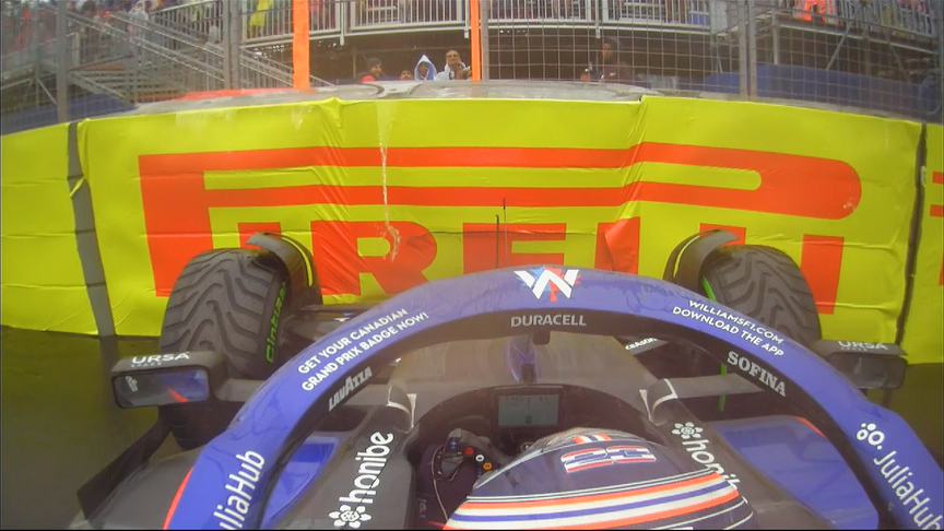 2022 Canadian GP Qualifying: Albon hits the barriers after sliding off the track in Q1