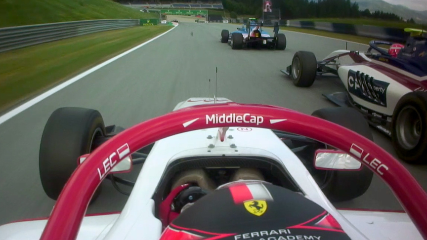 WATCH: Arthur Leclerc's charge through the field in Austria