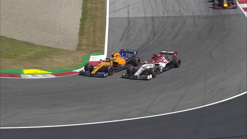 Austrian GP: Norris passes Raikkonen for P5 at the hairpin