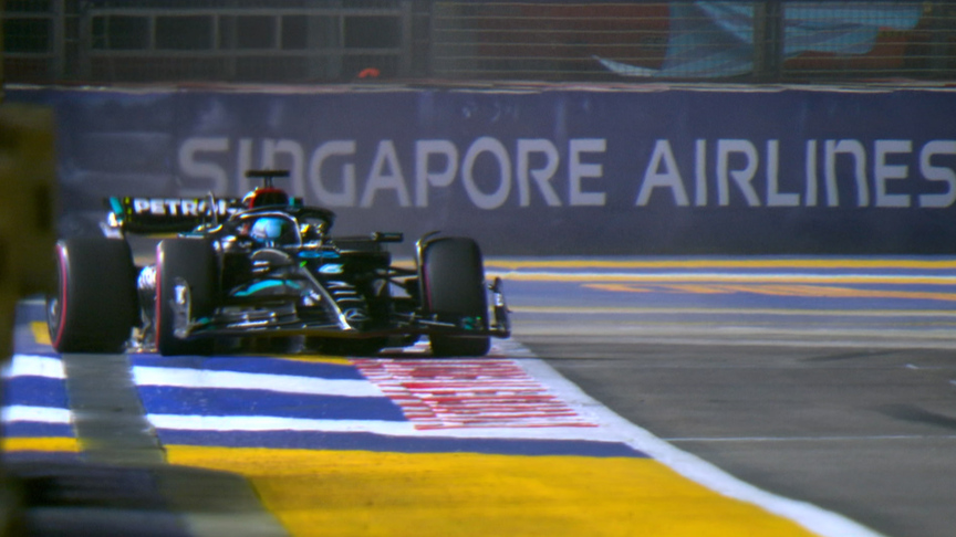 2023 Singapore GP FP2: Russell catches huge slide to avoid the wall in second practice