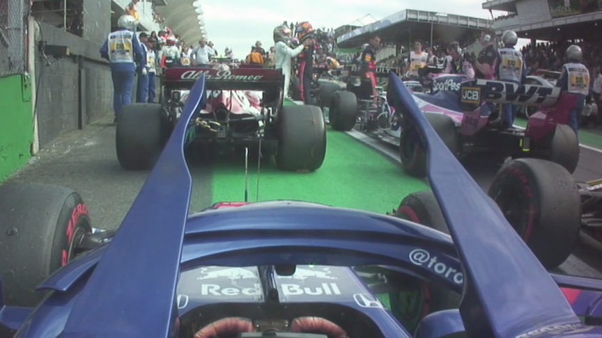 Lewis Hamilton hugs it out with Alexander Albon after crash