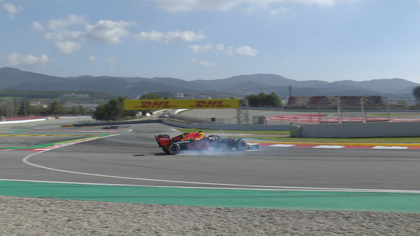 Verstappen spins Red Bull at Turn 13