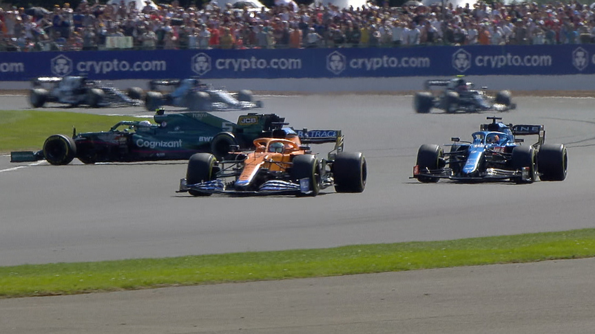 2021 British Grand Prix: Norris overtakes Bottas at Silverstone restart
