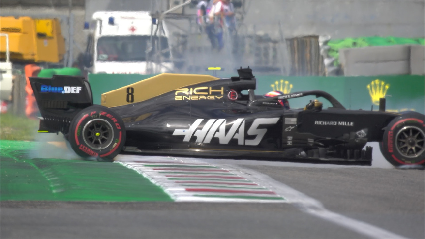 Italian GP: Grosjean survives high-speed Ascari spin