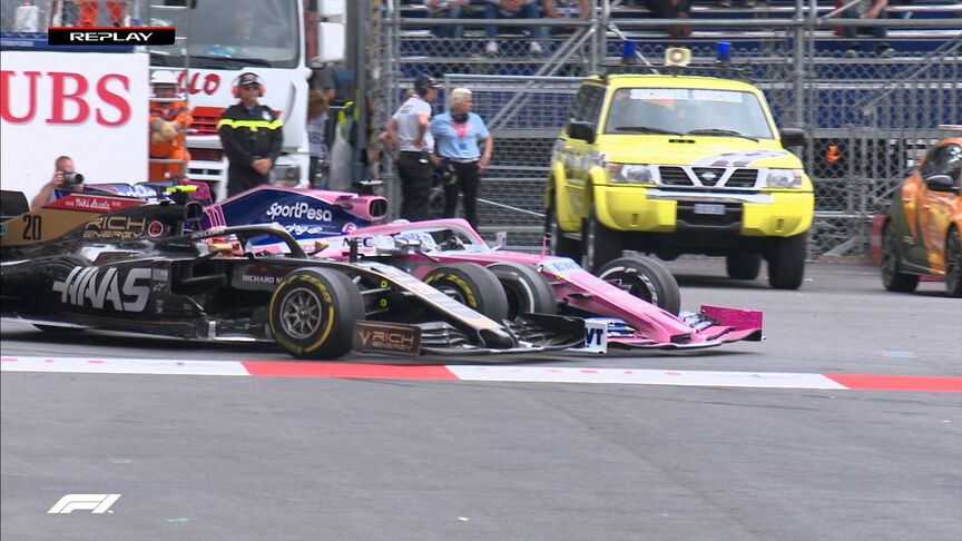 MONACO GP: Perez and Magnussen go side-by-side through the chicane