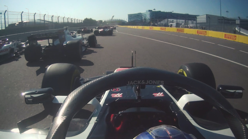 ONBOARD: Grosjean gains six places in Russian Grand Prix start