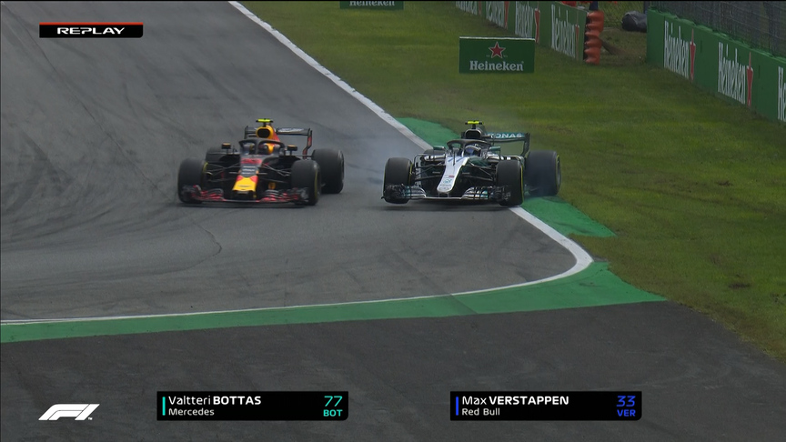 RACE: Bottas and Verstappen come to blows in P3 fight