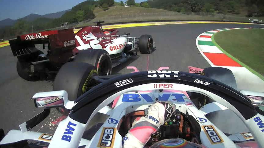 2020 Tuscan GP FP2: Raikkonen and Perez collide