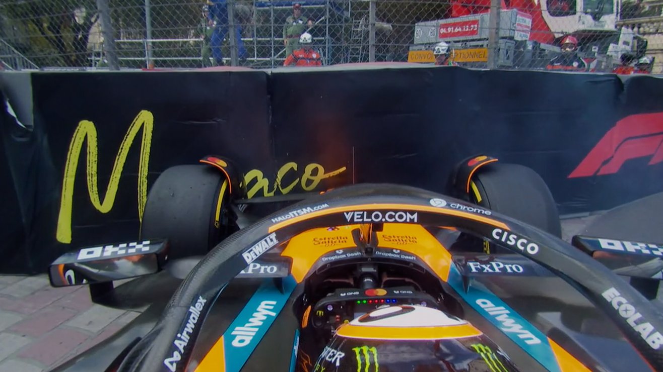 Wall Devote 2025 Monaco GP FP2: Piastri rips off front wing after hitting the wall ...
