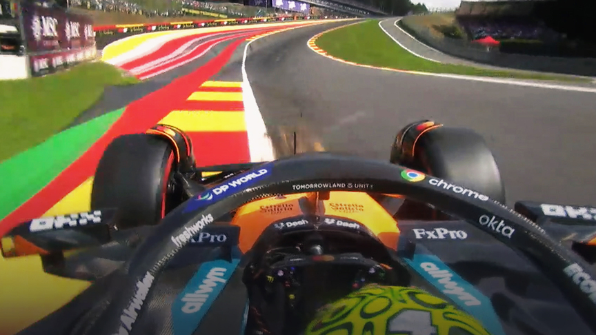 ONBOARD: Lando Norris' 2025 Pirelli Pole Position Award lap at the Belgian Grand Prix 