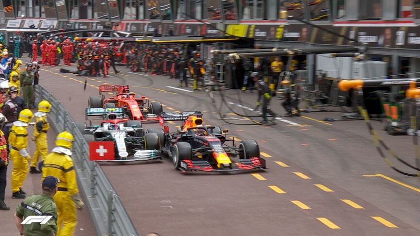 MONACO GP: Verstappen jumps Bottas after contact in the pit lane