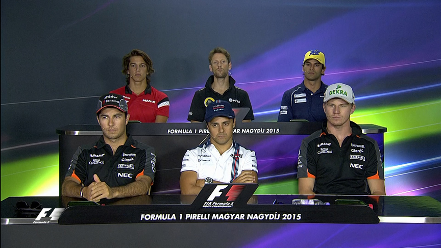 The drivers face the press in Hungary