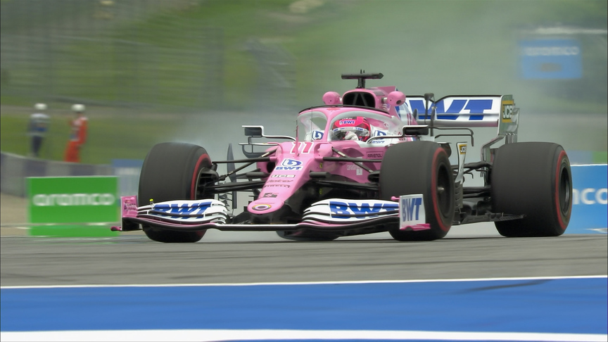 2020 Austrian Grand Prix FP1:Perez returns to pits trailing oil