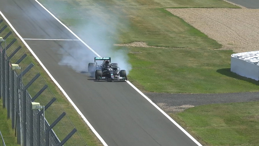 70th Anniversary Grand Prix: Hamilton locks up in pit lane