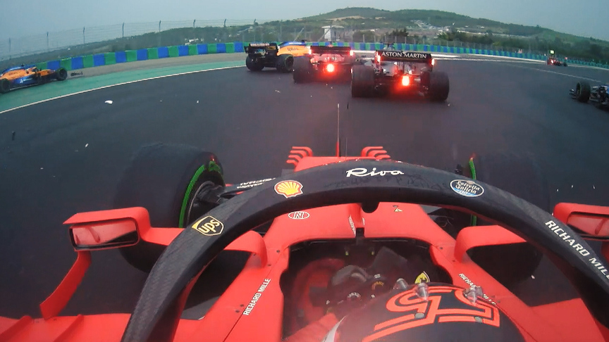 ONBOARD: Sainz dodges cars in crash-strewn start to Hungarian Grand Prix 