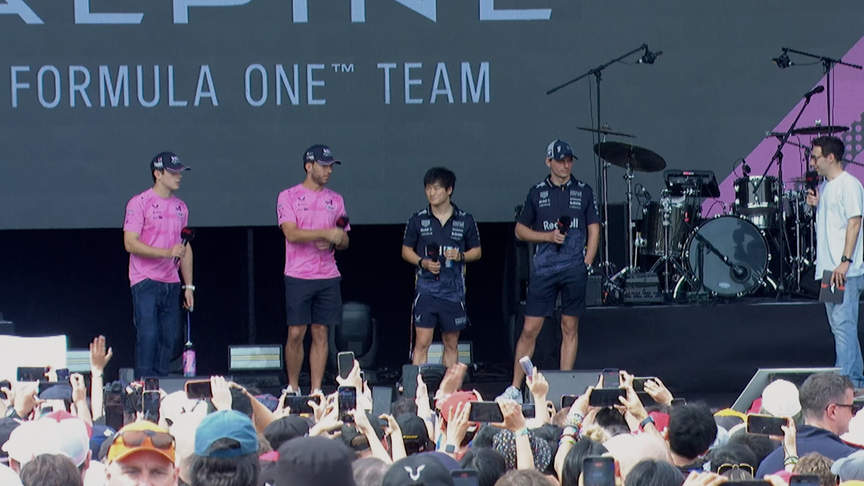 2025 Singapore GP: Gasly, Colapinto and Tsunoda join Verstappen on the Fanzone stage