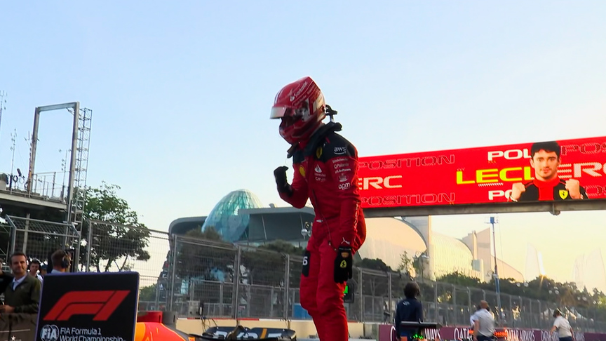 2023 Azerbaijan GP Qualifying: Charles Leclerc crosses the line to seal pole position in Baku