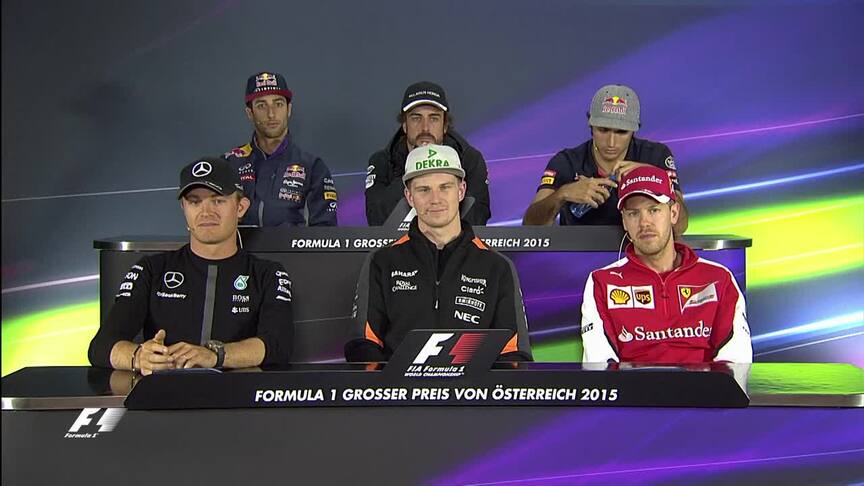 The drivers face the press in Austria