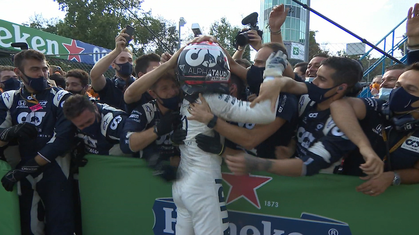 2020 Italian Grand Prix: Gasly celebrates Monza victory with AlphaTauri team