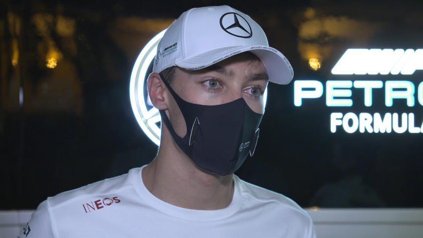 George Russell 'battered and bruised' after 'a good first day' for Mercedes