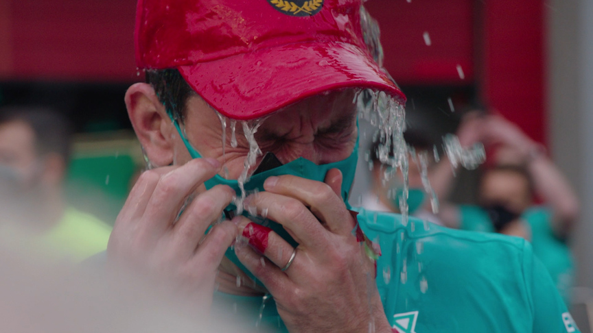 Mercedes celebrate after winning 7th consecutive constructors title 