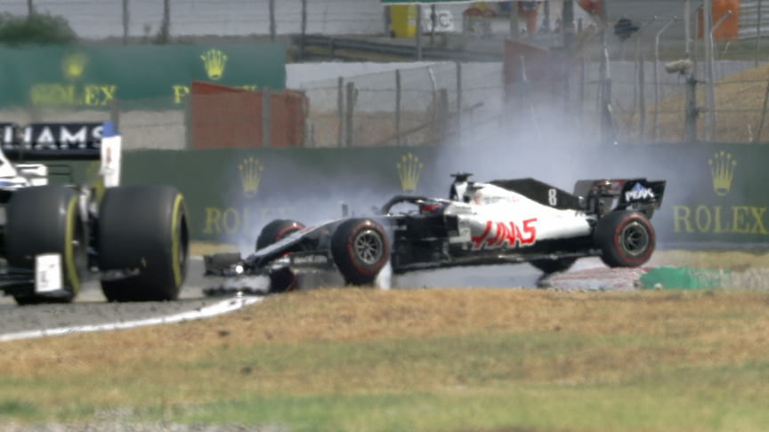 Spanish Grand Prix: Grosjean's quick reactions stop spin