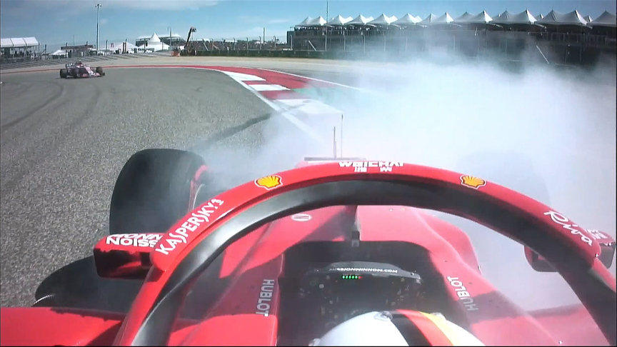RACE: Vettel spins after Lap 1 Ricciardo clash
